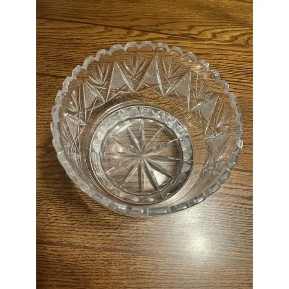 Antique American Brilliant Period Cut Crystal Centerpiece Bowl Sawtooth Edge - Picture 2 of 6